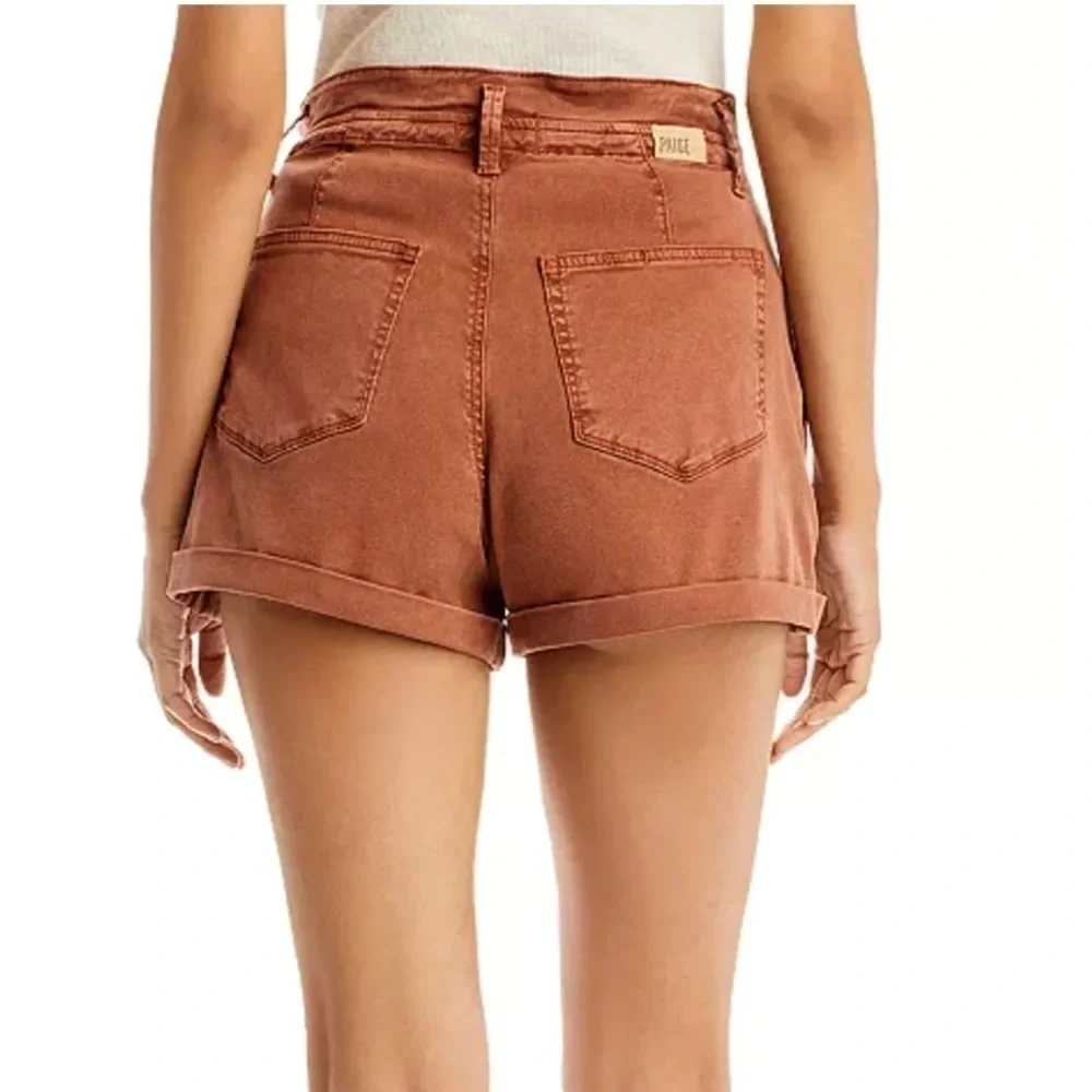 Paige Pleated Carly High Rise Paperbag Short in Vintage Mocha Bisque Size 23 New